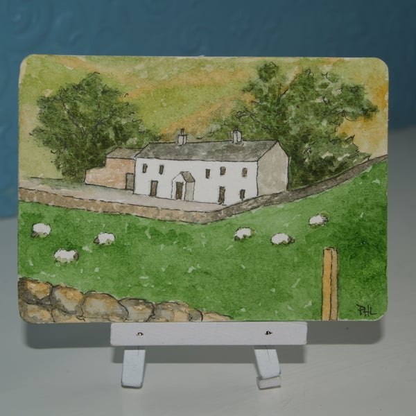 ACEO Original Farmhouse in the Yorkshire Dales