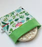 Large snack bag in green leaf print. Reusable and eco-friendly - Image 1