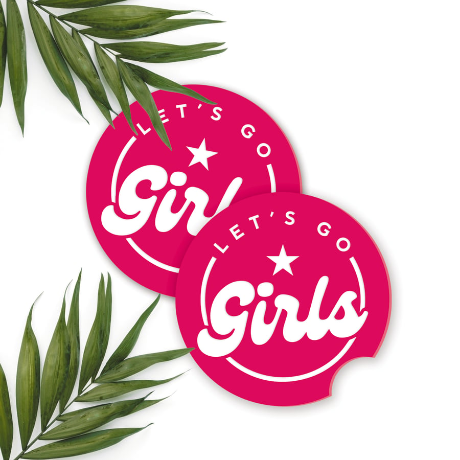 Lets Go Girls - Retro Star Car Coaster Set: Girly Car Accessory, Small Gift