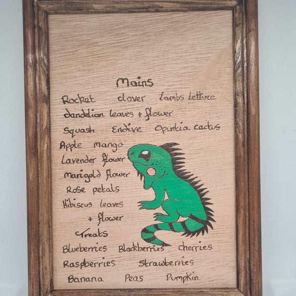 Iguana pyrography wall art personalised 