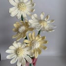  crochet daisy bouquet, pale yellow, flower bouquet, everlasting forever flowers