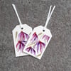 Gift Tags. Pack Of Two Luggage Style. Abstract Ragged Purple Flowers