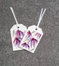 Gift Tags. Pack Of Two Luggage Style. Abstract Ragged Purple Flowers - Image 1