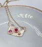 Pink Sapphire and Ruby in Silver and Gold Necklace Handmade   - Image 2