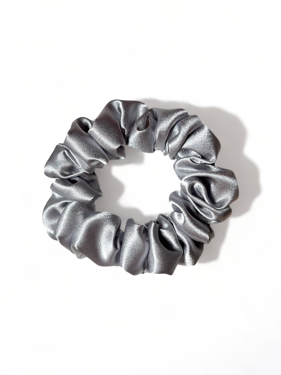 Silver Satin Scrunchie - Regular