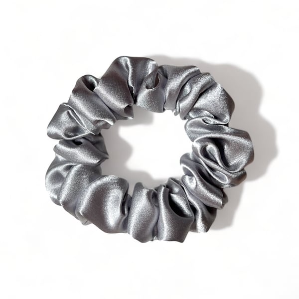 Silver Satin Scrunchie - Regular