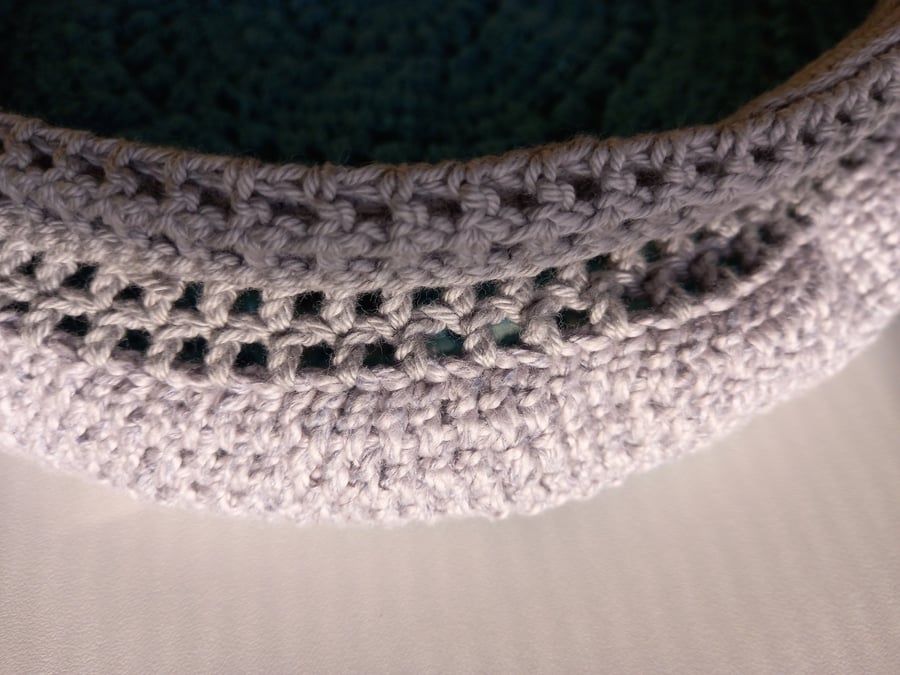 Handmade lacy crochet basket