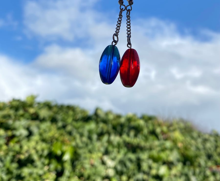 Matrix inspired Blue & Red Pill Earrings 