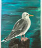 Seagull Painting - Original Acrylic Painting - A4 - FREEPOST - Image 1