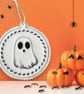 Ghost Halloween Embroidered Hanging Keepsake, 