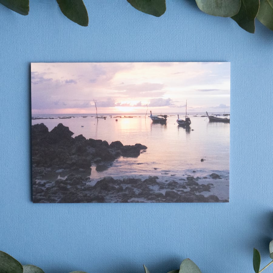Island Sunsets, Thailand - Blank Landscape Greetings Card & Envelope