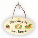 Welcome To Our Home Hanging Sign. Wall, Door Plaque For A House