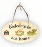 Welcome To Our Home Hanging Sign. Wall, Door Plaque For A House - Image 1