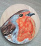 Wooden Coaster handpainted with a Robin 