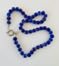 Hand knotted Electric blue barrel beaded necklace  - Image 3