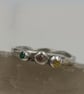 Sterling Silver Molten Ring, Pink Green Yellow CZ Gemstones - Size K - Image 9