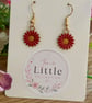 Red Flower Dangle Earrings, Enamel Floral Charms, Handmade Jewellery - Image 4