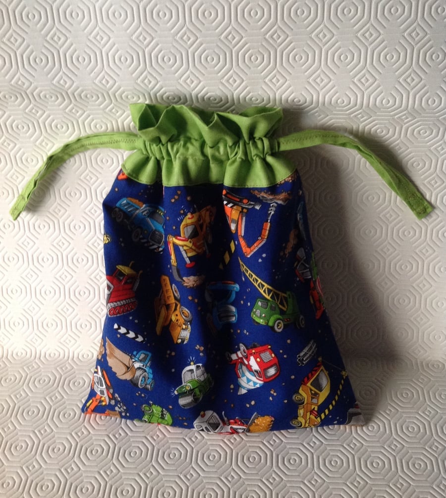 Trucks and Diggers Drawstring Bag