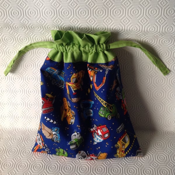 Trucks and Diggers Drawstring Bag