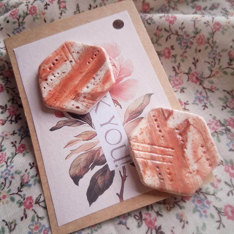 ceramic earrings handmade- reduced- one of a kind no c2