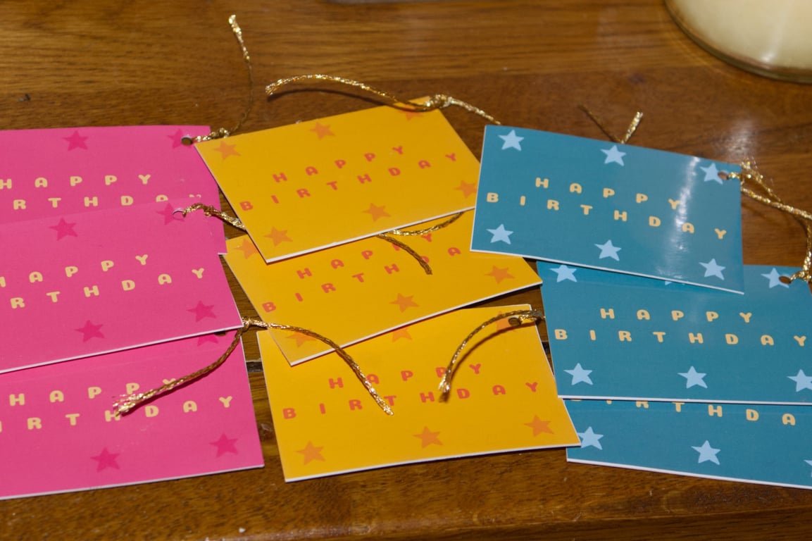 9 'Happy Birthday' Star gift tags