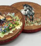 Set of 2 round wood coasters with horses - Image 4