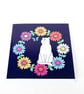 White Cat Greetings Card, Cute Art - Image 2
