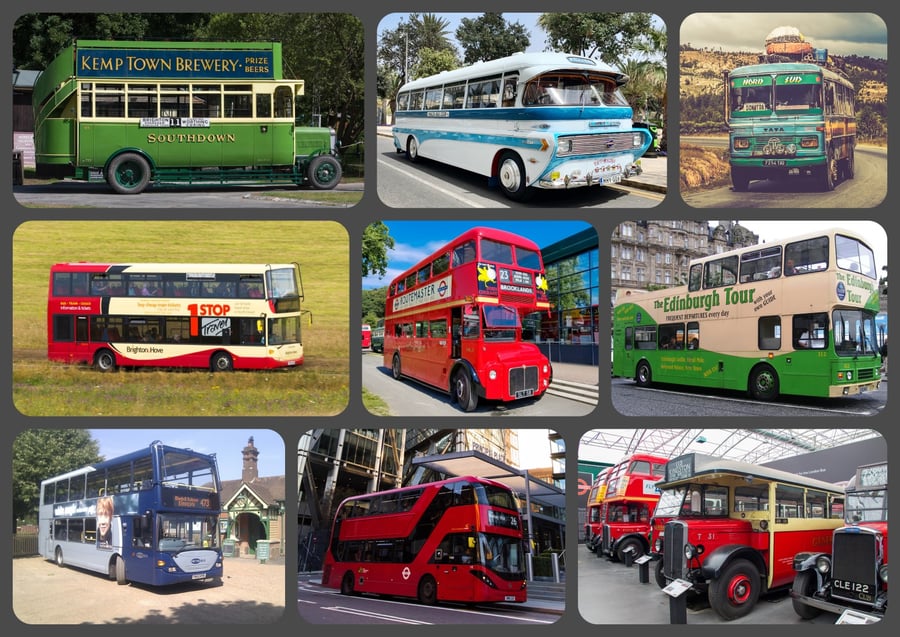 Bus Themed Greeting Card A5