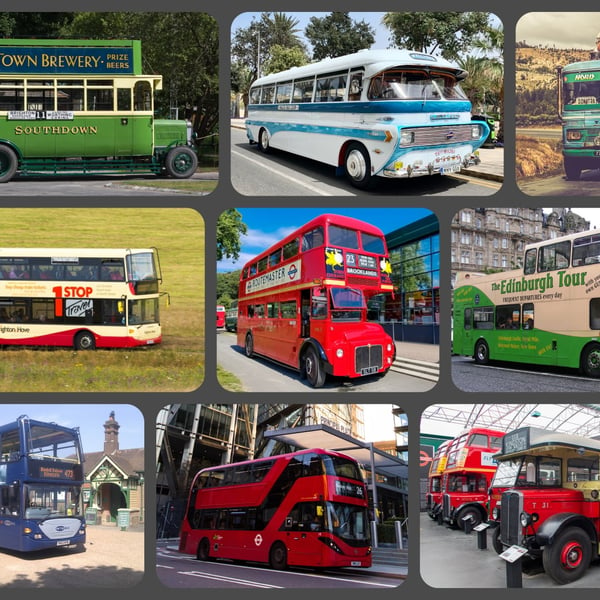 Bus Themed Greeting Card A5
