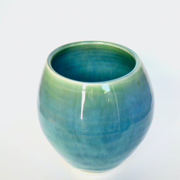 Blue Green Ceramic Vase