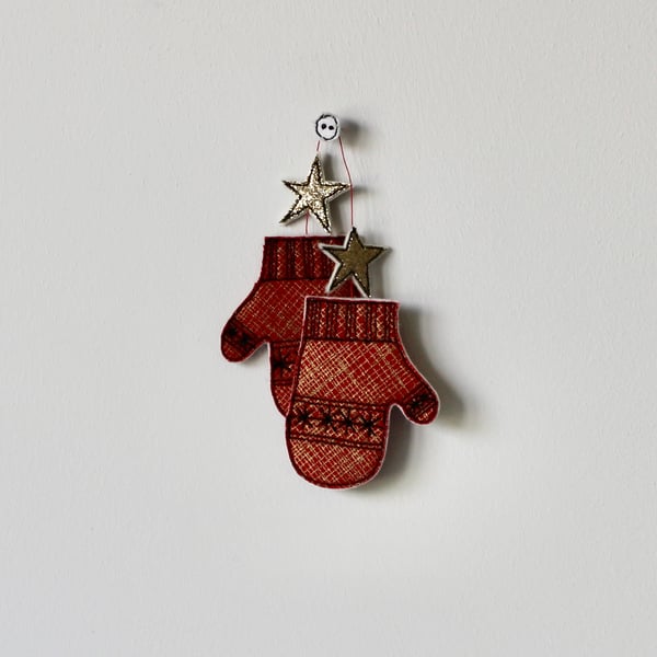 'Mittens with Stars' - Hanging Decoration