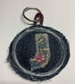 Upcycled denim key ring. Boho J - Image 1