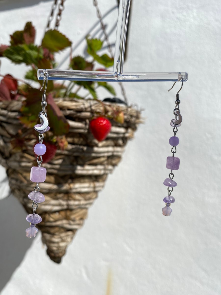 Luisa - Lilac Moon and Star Earrings 
