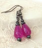Pink chalcedony teardrop and hematite earrings - Image 4