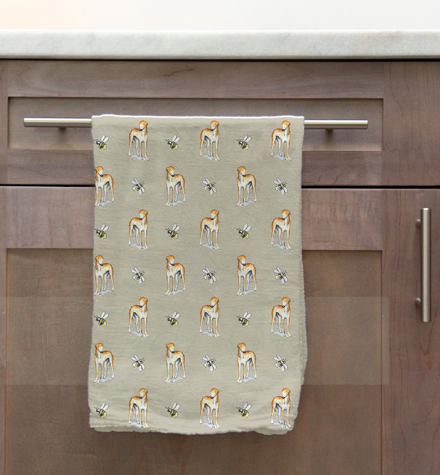 Greyhound & Bee Tea Towel