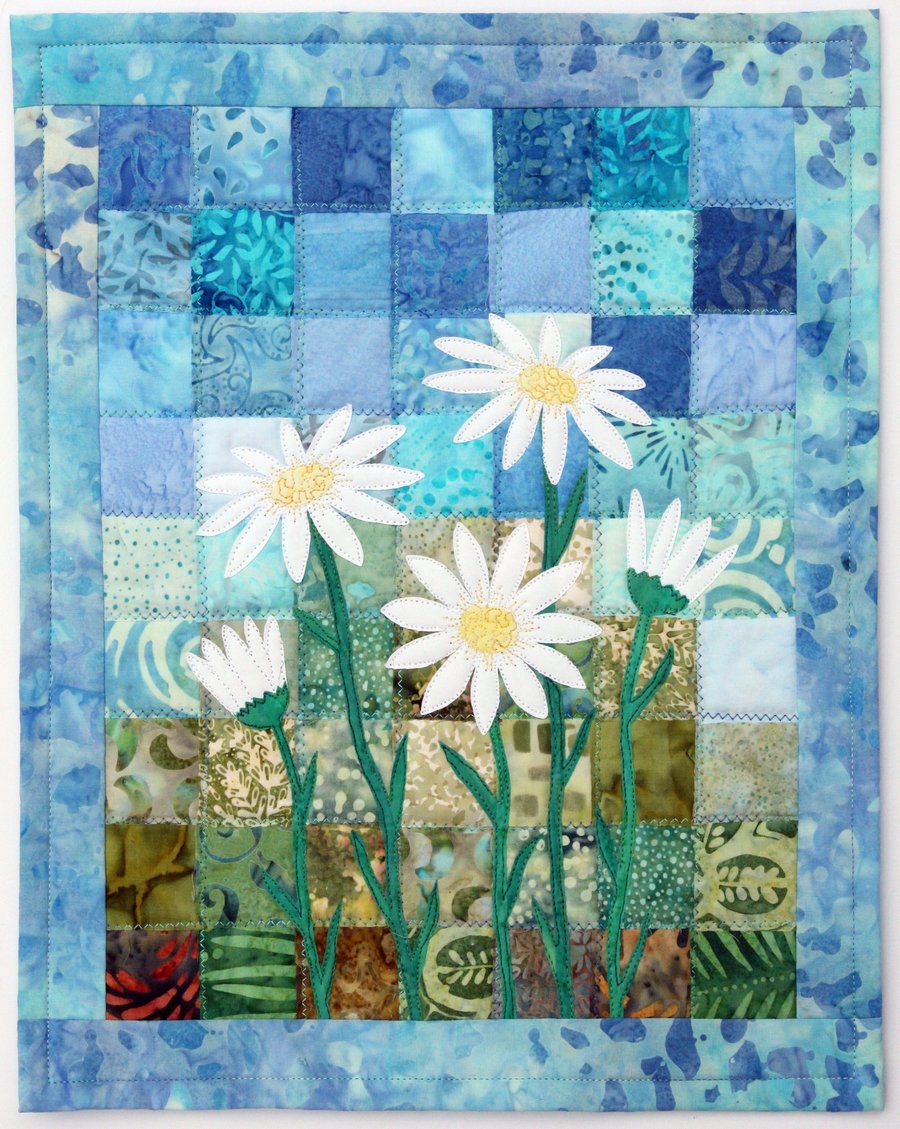 Daisies Kit Art Quilt Wall Hanging 