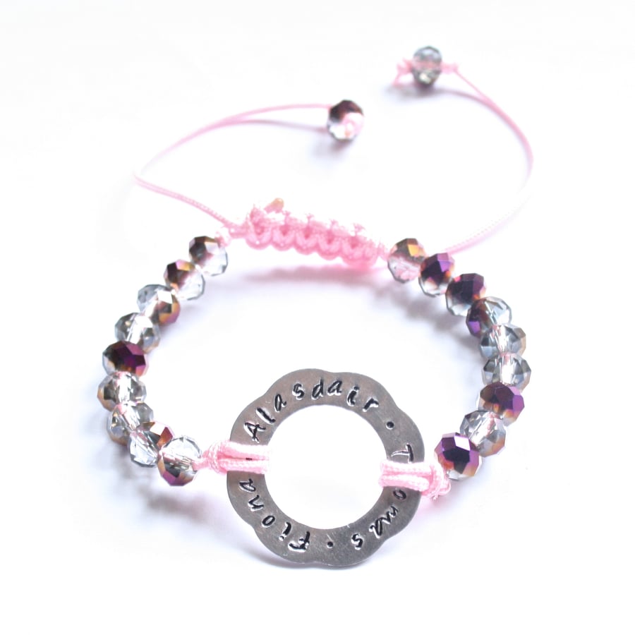 Hand stamped bracelet, mothers day gift, personalised bracelet