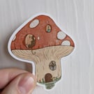 Mushroom House Waterproof Vinyl Sticker