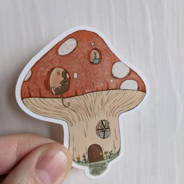 Mushroom House Waterproof Vinyl Sticker