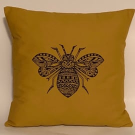Bee Tattoo Embroidered Cushion Cover