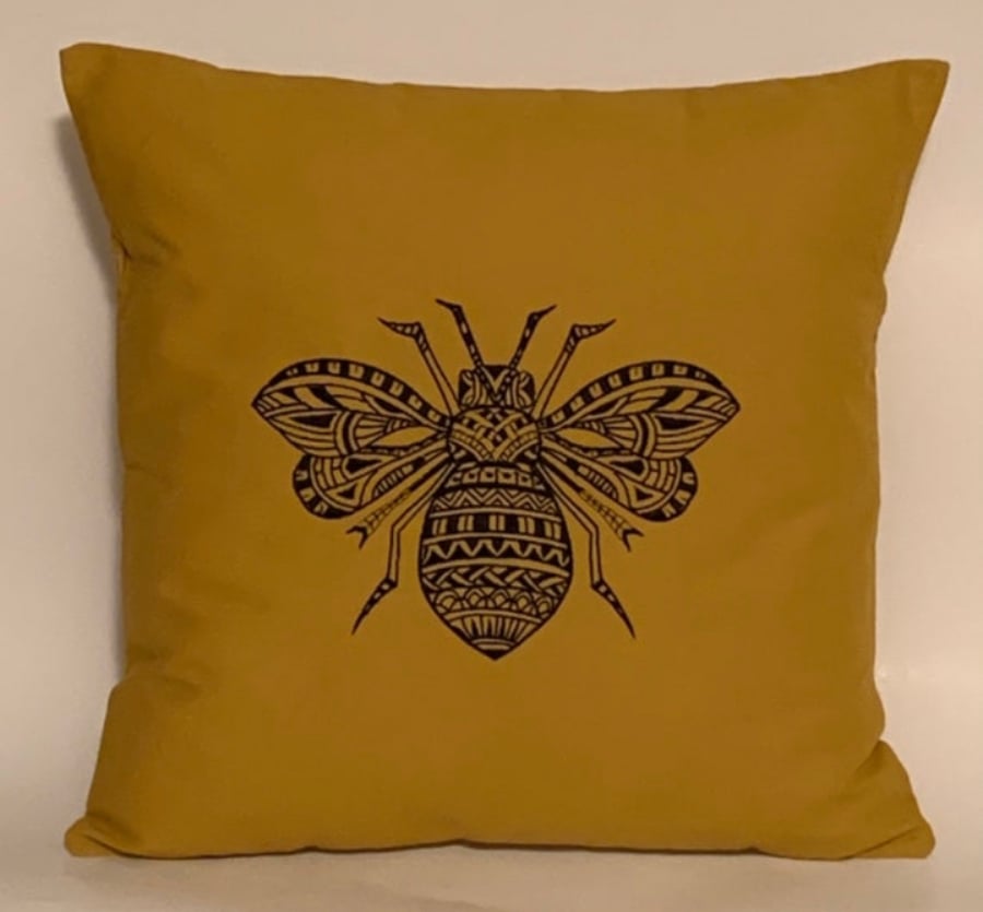 Bee Tattoo Embroidered Cushion Cover
