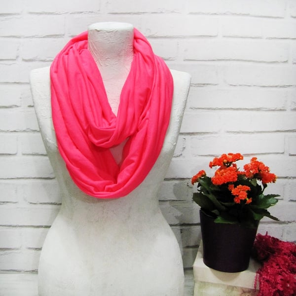 Sports infinity suprem scarfhighlighter pink flexible cotton blend fabric shawl