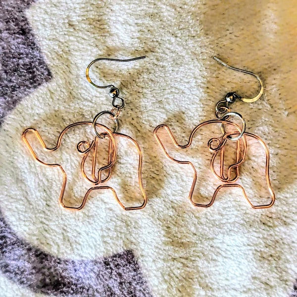 Rose Gold Colour Elephant Dangle Earrings Jewellery 14th Anniversary Gift