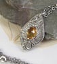 Silver Leaf Nature Pendant with Citrine - Perfectly Imperfect