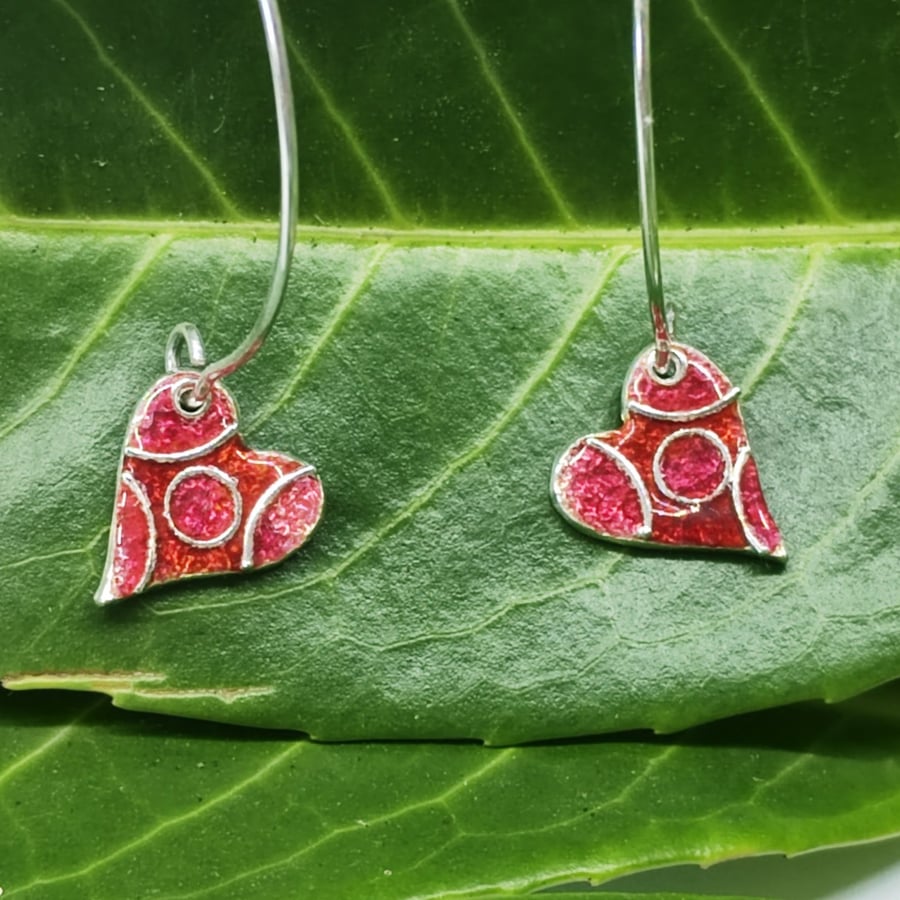 Enamel and fine silver earrings 