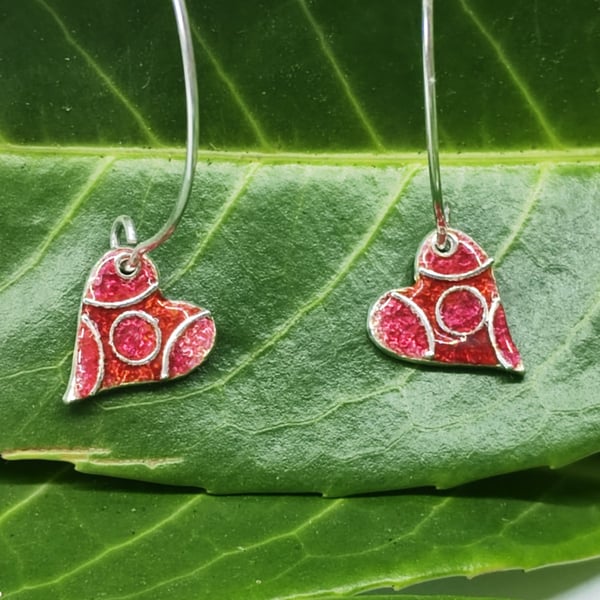 Enamel and fine silver earrings 