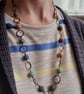 Rainbow lava bead necklace, Copper jewellery, Long multicoloured necklace - Image 8