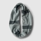 Soft Grey Infinity Scarf with Black ticking stripe