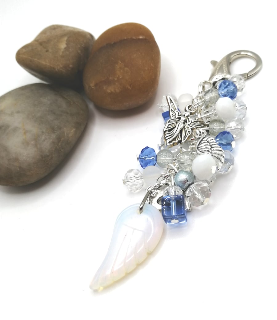 Opalite Angel Wing Bag Charm