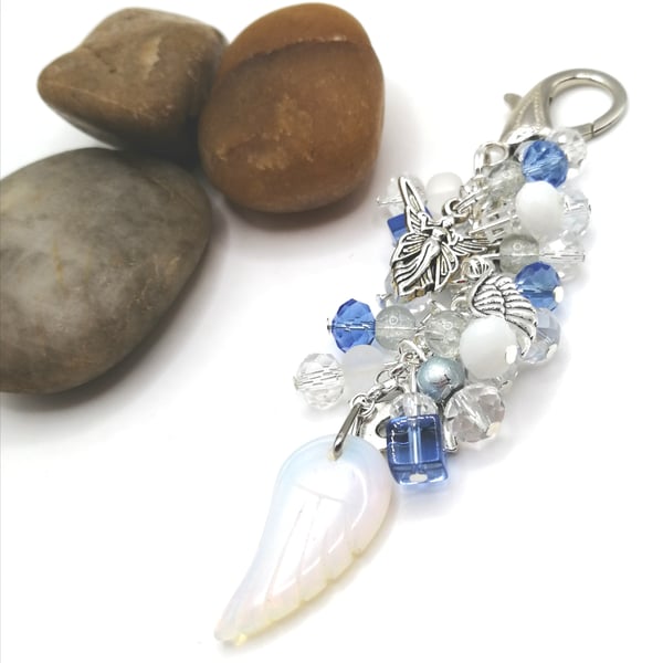 Opalite Angel Wing Bag Charm